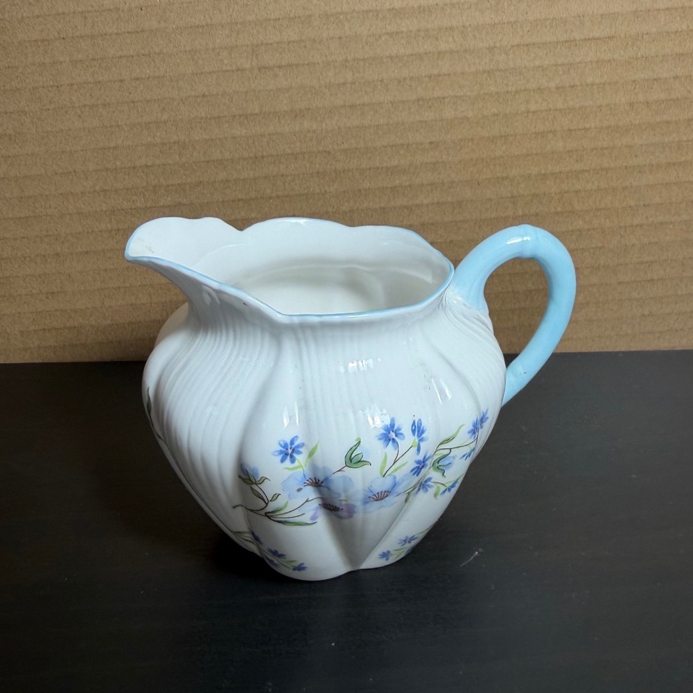Shelley England Blue Rock Fine Bone China Creamer 13591 Blue Floral Vintage